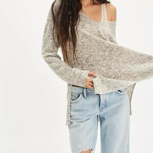 We The Free Heather Gray Off-Shoulder Top